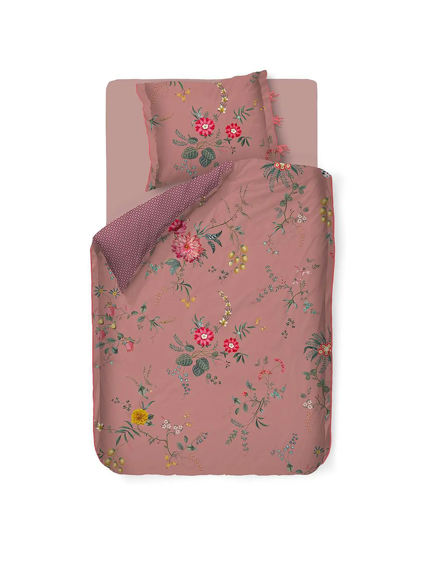 PIP STUDIO | Perkal Bettwäsche FLEUR GRANDEUR 70x90cm / 140x200cm Blue | rosa